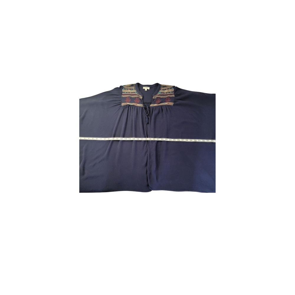 Umgee Embroidered Kimono Open Front Tunic Top Bohemian Navy Blue M - Picture 6 of 6